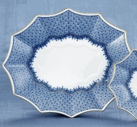 Mottahedeh Blue Lace Large Fluted Tray 9 x 11.5 in