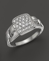 Diamond pavé details a classic John Hardy ring, crafted in sterling silver.