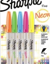 Sharpie Neon Fine Point Permanent Markers, 5 Colored Ink Markers