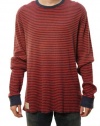 Polo Ralph Lauren Men's Red w/Navy Blue Stripes Long Sleeve Crew Neck Shirt