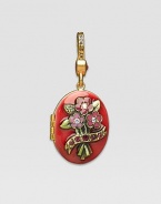 Ruby-colored CRYSTALLIZED - Swarovski Elements sparkle on this handcrafted, hand-enameled birthstone locket that opens to hold a favorite photo. Crystal Enamel 18k goldplated brass & brass-plated pewter Month indicated on the back Length, about 1¼ Width, about 1 Spring clip clasp Made in USA