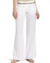 XOXO Juniors Multi Stitched Wide Leg Linen Pant, White, 0