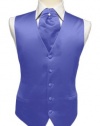 Tuxedo Vest - Solid Satin with Matching Pin Ascot, Cornflower