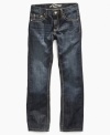 A boot cut style gives him room to move, these Request denim sharpen his modern style.