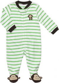 Carters Monkey Stripe Zip Up Sleep & Play GREEN 3 Mo