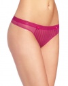 Betsey Johnson Women's Stocking Stripe Low Rise Thong, Russian Roulette, Medium