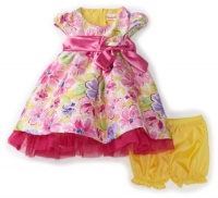 Nannette Baby-girls Infant Floral Printed Shangtung Dress, Pink, 24 Months