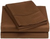 Renaissance Collection 600-Thread-Count Woven Cotton Stripe King Sheet Set, Chocolate