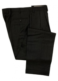 Ralph Lauren Mens Pleated Solid Charcoal Gray Wool Dress Pants