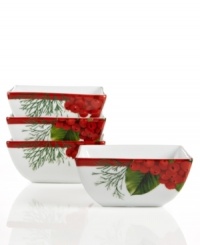 Charter Club's Red Berry square berry bowls make every day of the season feel like a celebration with easy-care porcelain bursting with the vibrant botanicals of Christmas.