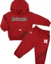 Nebraska Cornhuskers Adidas Red Infant 3 Stripe Hooded Sweatshirt And Pant Set