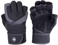 Harbinger 1250 Training Grip WristWrap Glove,Black/Grey