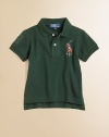 A classic polo for your little boy is updated with a multicolored embroidery for preppy style.Ribbed polo collarShort sleevesButton frontUneven vented hemCottonMachine washImported Please note: Number of buttons may vary depending on size ordered. 