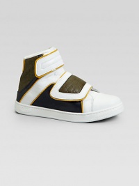 Comfy high-tops in soft leather with logo-embossed details. Double adjustable hook-and-loop strap closureEmbossed logo on tongueRubber solePadded insoleImported