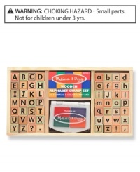 Write exciting messages with this beautifully organized wooden alphabet stamp set.