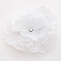 New Reflectionz Girls Hair Bow White Flower Clippie