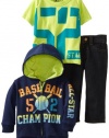 Nannette Boys 2-7 3 Piece Baseball Champion Denim Pant Set, Dark Blue, 24 Months