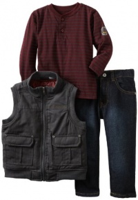 Calvin Klein Boys 2-7 Tee And Jean Canvas Puffy Vest, Gray, 3T