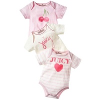 Juicy Couture Logo Bodysuits Baby/girls Pink (3 Pack) 0-3 months