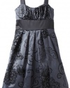 Ruby Rox Kids Girls 7-16 Flocked Party Dress, Charcoal/Black, 14