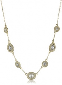 Carolee Gold Metalist Gold-Tone Crystal Illusion Strand with Stations Necklace