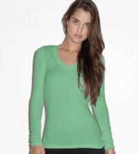 Bella V-neck Sheer L/S Longer-Length Tee Comes in Many Colors