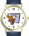 Basketball, Hoop, Backboard, Swish Basketball Theme - WATCHBUDDY® DELUXE TWO-TONE THEME WATCH - Arabic Numbers - Blue Leather Strap-Children's Size-Small ( Boy's Size & Girl's Size )