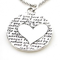 Kevin N Anna Studio Sterling Silver Pendant Necklace with Etched HEART Celebrates LOVE