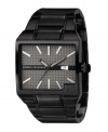 Texture and asymmetry lend an avant-garde edge to this sleek watch by AX Armani Exchange.