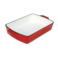 Heuck 33018 Porcelain Enamel Cast Iron 9 Inch  x 15 Inch Roaster Pan, Red