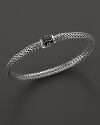 Extra small sterling woven chain bracelet with carved chain black sapphire clasp, designed by John Hardy.