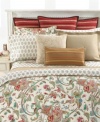 Lush details in soft red, sky blue, mint green and desert khaki are printed in a vintage design across this Antigua floral Duvet cover. The edges are finished with natural cord piping, creating the perfect framework for this exquisite look. Reverses to the Antigua Paisley print. Button closure.