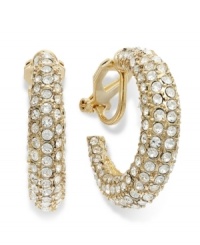 Light up the night with this pair of hoop earrings from Lauren by Ralph Lauren. Crafted from gold-tone mixed metal, the earrings feature Czech stones for a lustrous touch. Clip-on backing for non-pierced ears. Approximate drop: 1 inch. Approximate diameter: 1 inch.