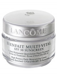 Bienfait Multi-Vital features a unique complex of nurturing Vitamins E, CG, and B5, plus high potency of moisturization for 24-hour ideal hydration. Your skin will look its healthy-best and feel touchably soft all day. With dermatologist recommended UVA/UVB SPF 30 sunscreen and essential anti-oxidant protection, Bienfait Multi-Vital gives your skin what it needs to help fight the visible effects of environmental skin damage.