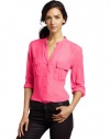 BCBGMAXAZRIA Women's Anderson Blouse With Cargo Pockets