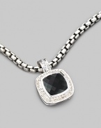 From the Albion Collection. Faceted black onyx, richly framed by pavé diamonds and set in sterling silver. Diamonds, 0.24 tcw Black onyx Sterling silver About ½ square Hinged clip clasp Made in USA Please note: Necklace sold separately.