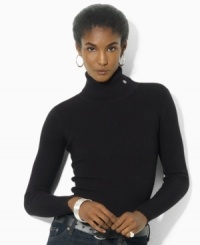 Knit for a feminine fit in soft ribbed cotton, Lauren Ralph Lauren's versatile ribbed petite turtleneck is a chic seasonal essential.