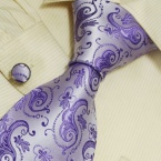 Purple Pattern Men Neck Ties Violet Florals Handmade Discount Silk Tie Cufflinks Set A1153