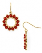 Lauren Ralph Lauren puts a chic spin on this season's global influences with these teardrop hoop earrings, accented by striking coral cabochons.