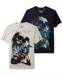 A cool skull graphic gives this Guess tee its edgy style.