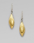 From the Palu Collection. A beautiful, drop style in radiant 22k gold and sleek sterling silver with an elegant, hammered texture detail. 22k goldSterling silverDrop, about 2¼Hook backImported 