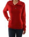 Lauren Jeans Co By Ralph Lauren Women's Button Hooks Design Knit Sweater Red