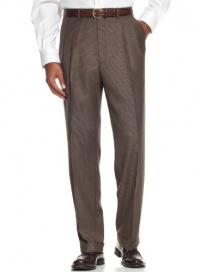 Lauren By Ralph Lauren Mens Brown Houndstooth Dress Pants Double Pleated