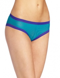 OnGossamer Women's Mesh Boyshort Panty, Turquoise/Caicos/Deep Cobalt, Medium