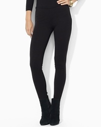 This essential legging crafted in comfortable stretch ponte creates a body-conscious silhouette and allows for maximum ease of movement.