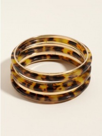 GUESS Brown Tortoiseshell Gold-Tone Bangles, GOLD