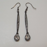 Givenchy Black Hematite & Crystal Dangle Earrings