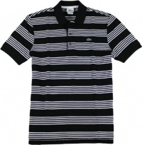 Lacoste Cluster Stripe Pique Polo (XX-Large, Black/White)