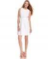 A back exposed zipper closure ups the edge on this pleated T Tahari dress for a summer-y look that's not overly sweet!