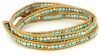 Chan Luu Turquoise and Plated Bead Leather Wrap Bracelet